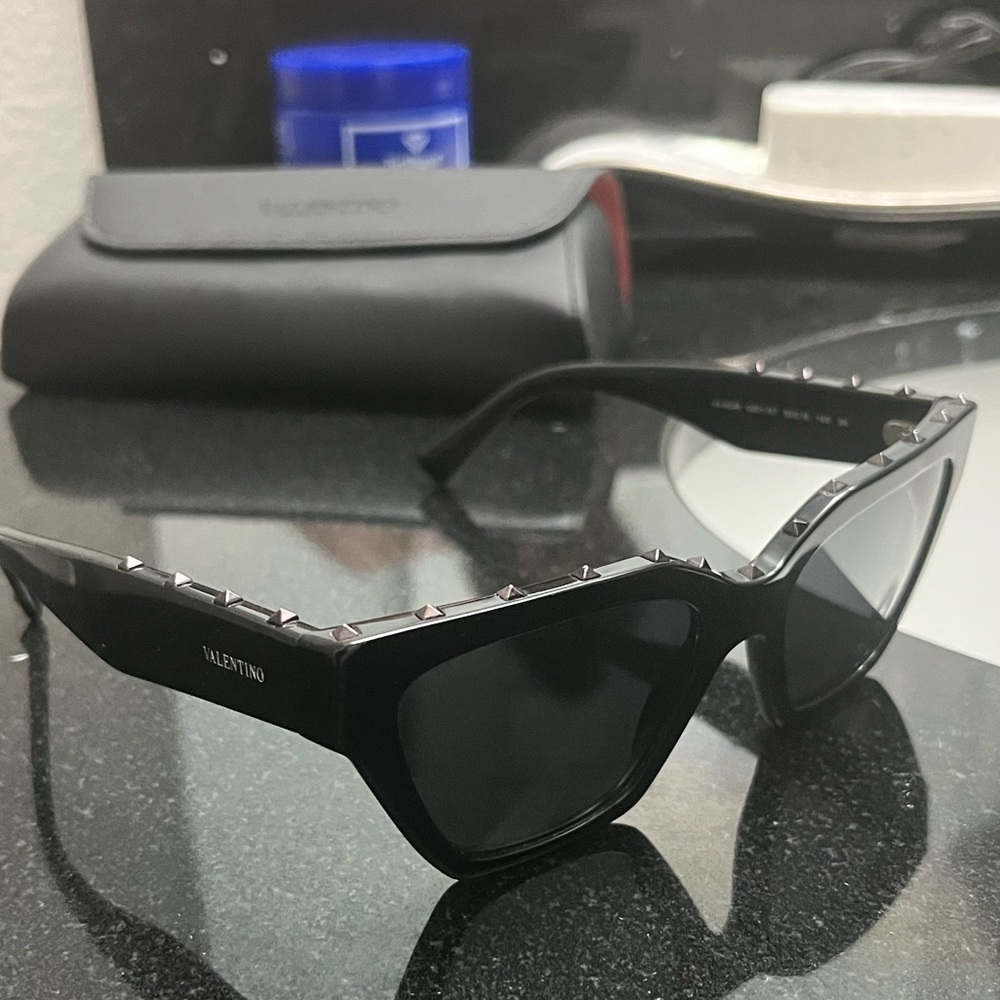 VALENTINO  Black Micro Studded Cat Eye Sunglasses